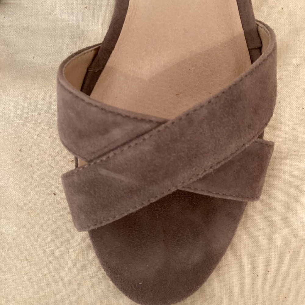 Taupe suede heeled sandals